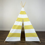 Kids Teepee Tent in Large Saffron Yellow and White Stripe