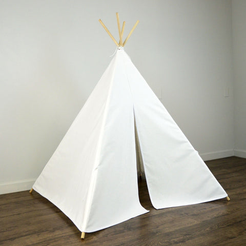 Kids Teepee Tent in Solid White Cotton Canvas