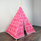 Girls Teepee Tent in Hot Pink and White Flowers