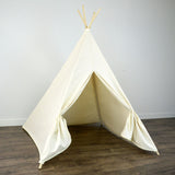 Kids Teepee Tent in Solid Beige Cotton Canvas