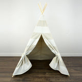 Kids Teepee Tent in Gray and Beige Large Stripe