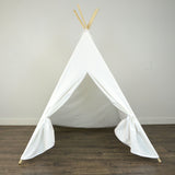 Kids Teepee Tent in Solid White Cotton Canvas