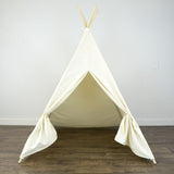 Kids Teepee Tent in Solid Beige Cotton Canvas