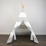 Kids Teepee Tent in Large Gray and White Stripe